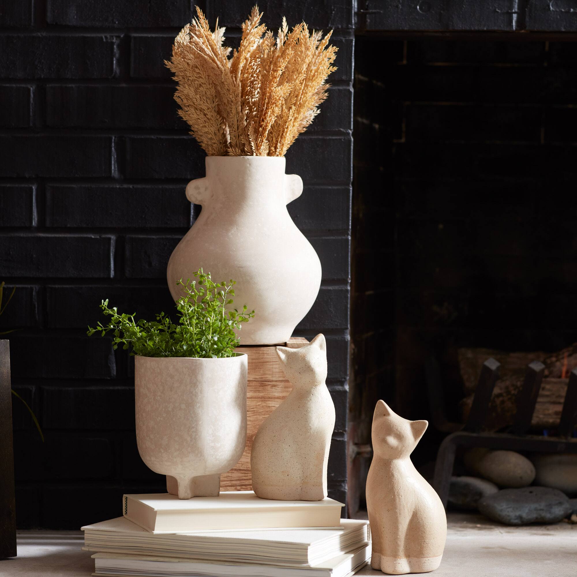 8.25" Ceramic Cat Tabletop Decor Set